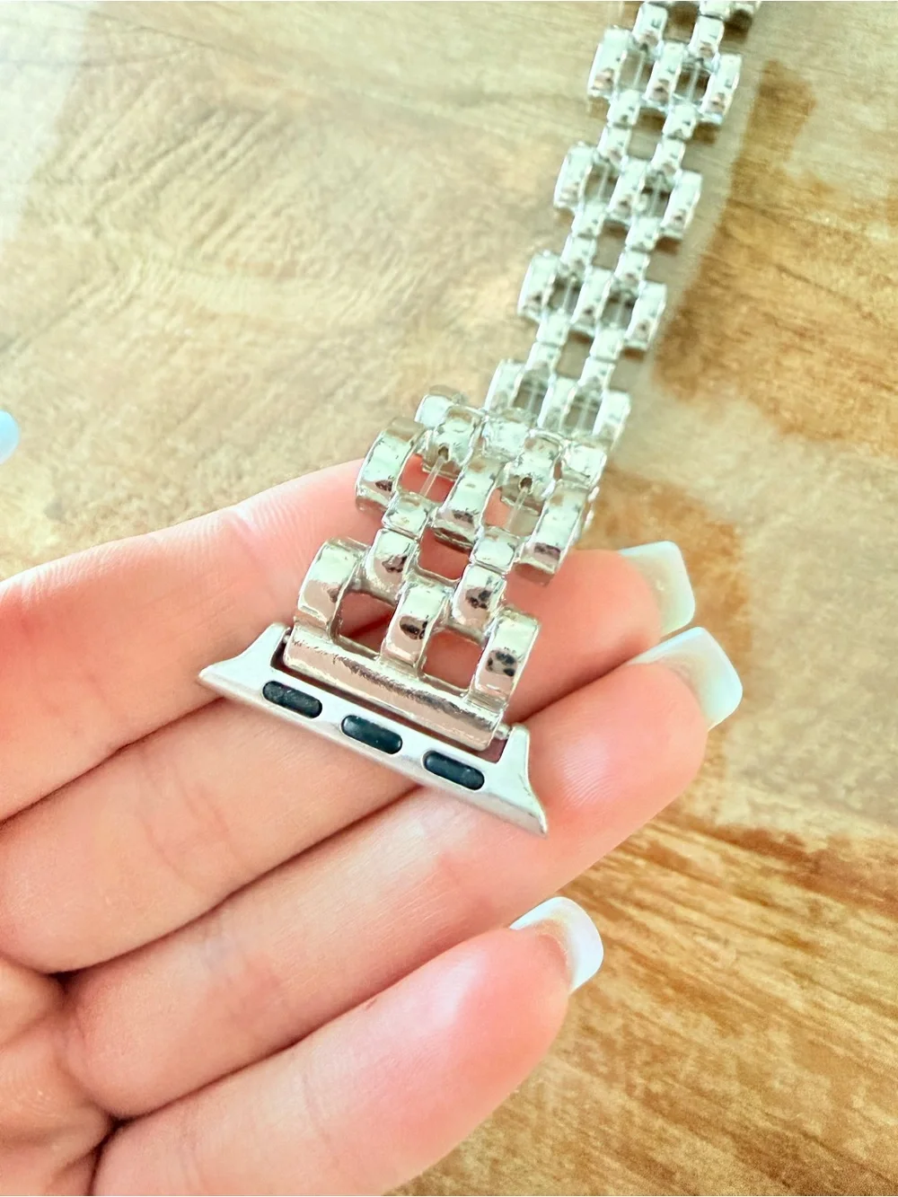 Polished Silver Link Replacement Band for Smartwatch